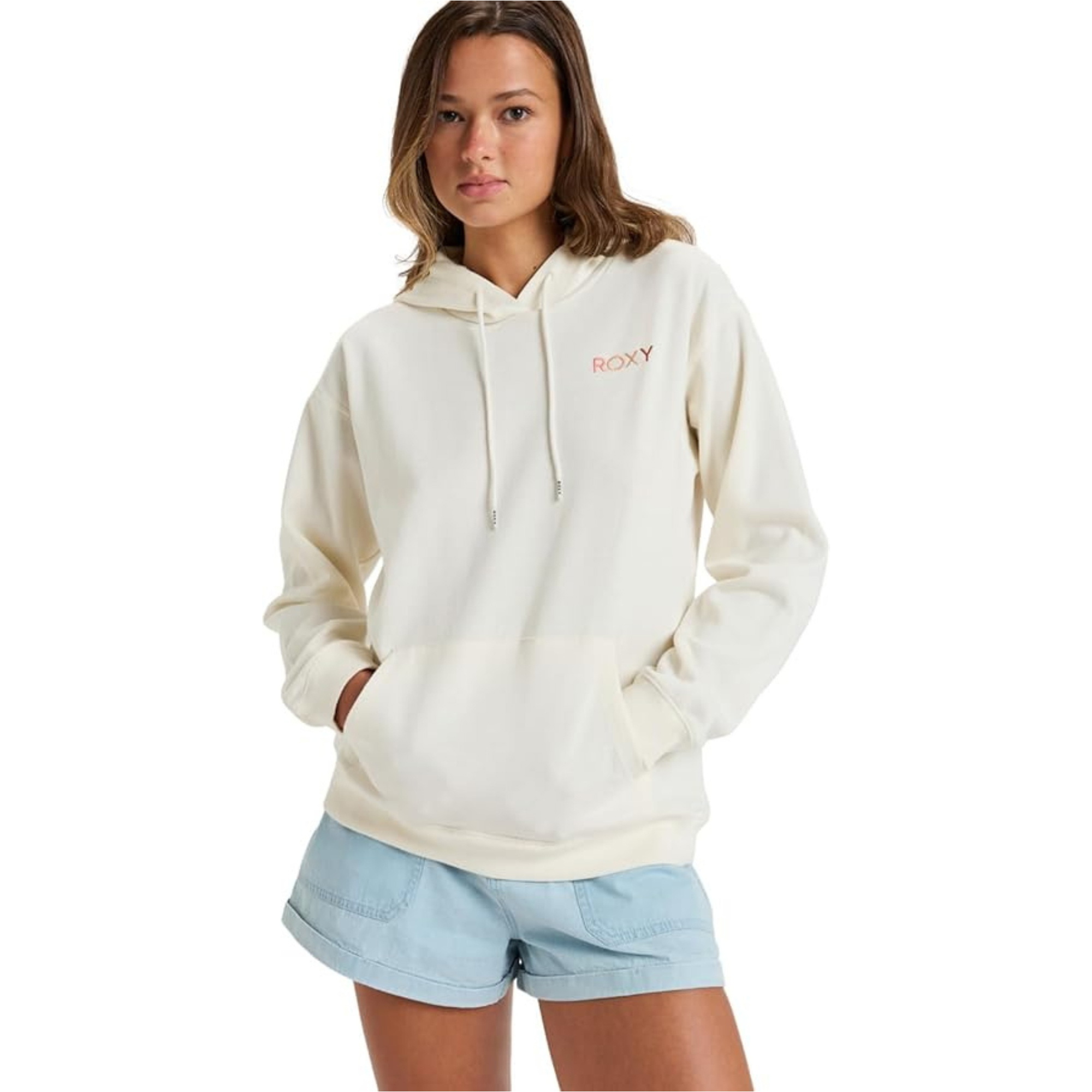 2025 Roxy Mujer Sudadera Con Capucha Saturdaze ERJFT04996 - Egret